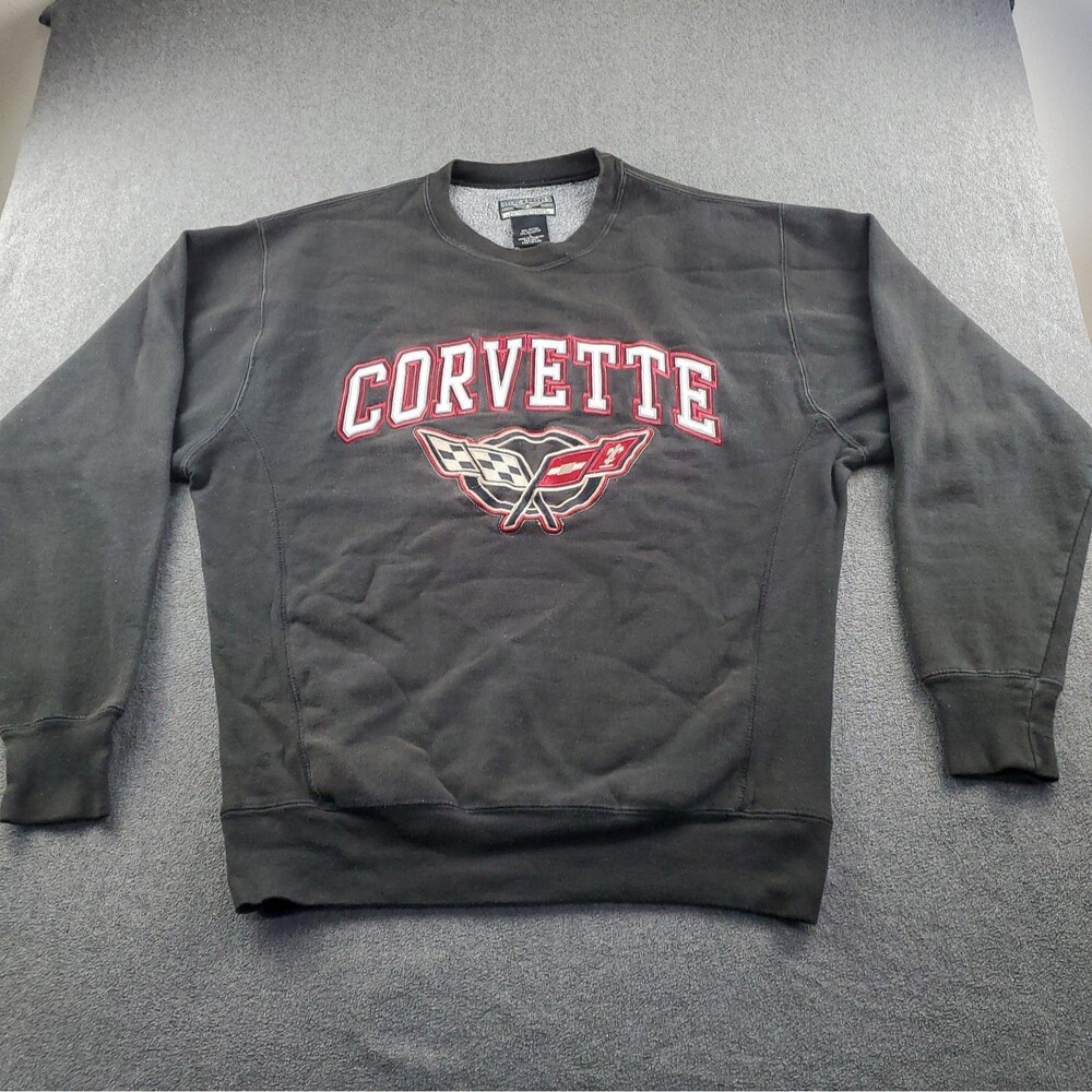 Vintage Steve & Barry's Corvette Logo Sweatshirt Crewneck Men's Large Black